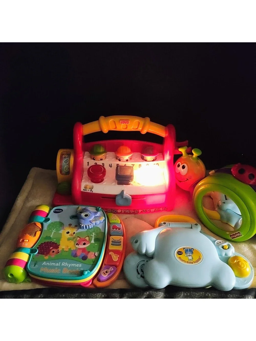 Large lot of 4 interactive baby and toddler learning toys VTech and Fisher-Price